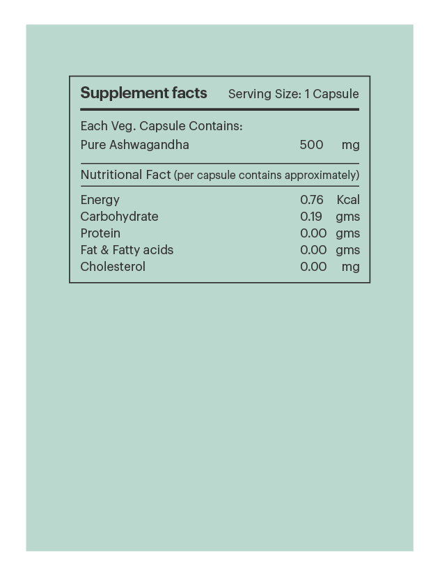Amura Pure Ashwagandha - Supplement Facts