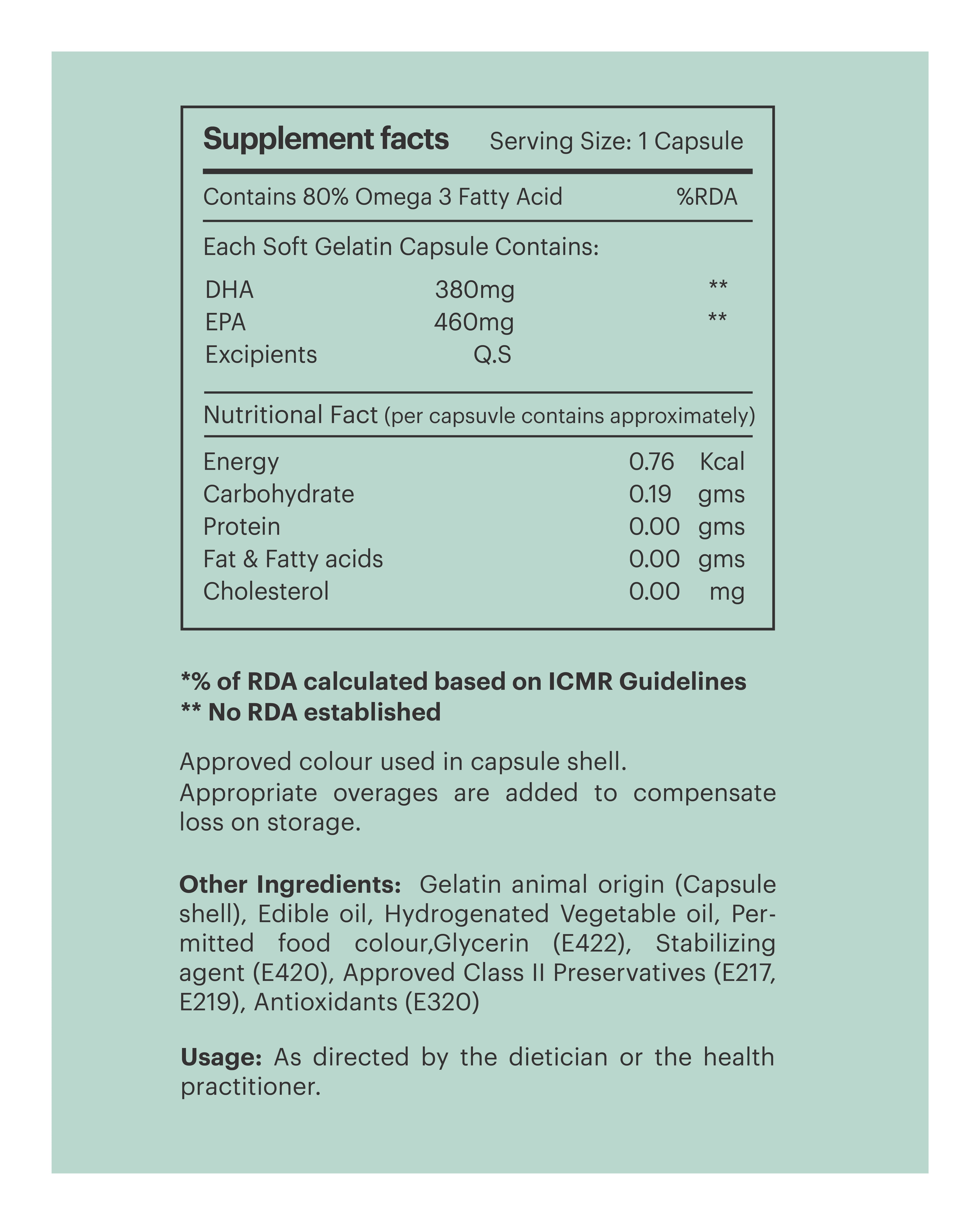 Amura O3 -  Supplement Facts